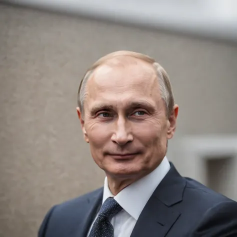 valadimir putin, 63-year-old,2022, Oldman, bald, without hair, smiling face, muscle, wear a batman costume Take off your mask, (Full-body image.) G