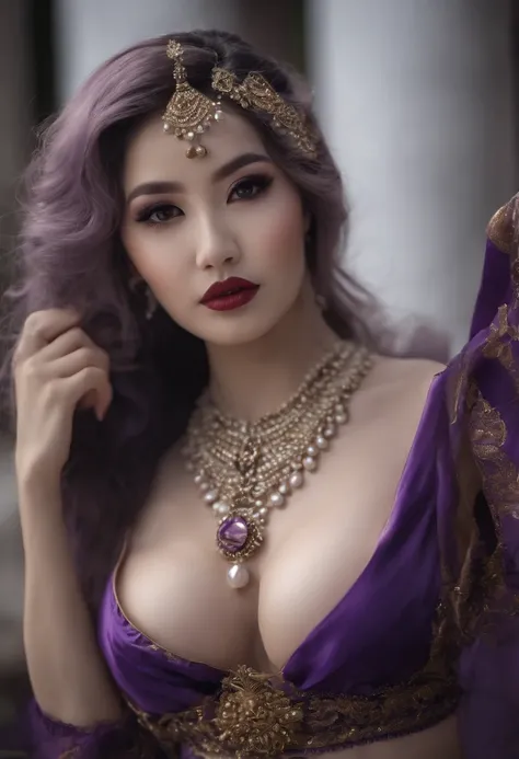 ultra - detailed, A high resolution, Beutiful women,Asia squats on the theatrical stage，Ultra-detailed face, Detailed eyes,Snow-whiteskin，Perfect body，Clothed only in bikini ，Chain heel， Open your legs，legs in M shape,(((huge boob)))，(((gigantic hip)))，(((...