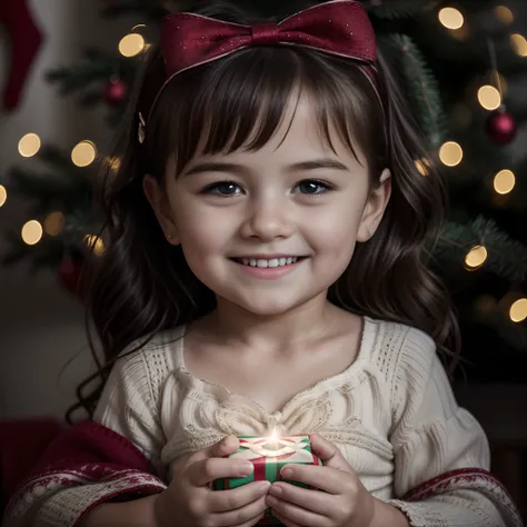 (best quality,4k,8k,highres,masterpiece:1.2),ultra-detailed,(realistic,photorealistic,photo-realistic:1.37),Close-up of a childs face filled with wonder as they open a Christmas gift, pure joy and excitement, candid moment, soft lighting,childs wide-eyed e...