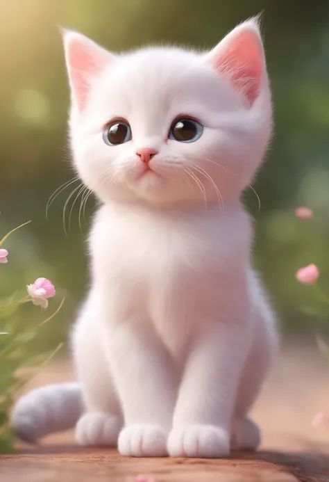 Generate a series of 8 cute pink kitten various expressions,There are happy ones,Sad，Angry，Angry，cute big breasts,hyper HD