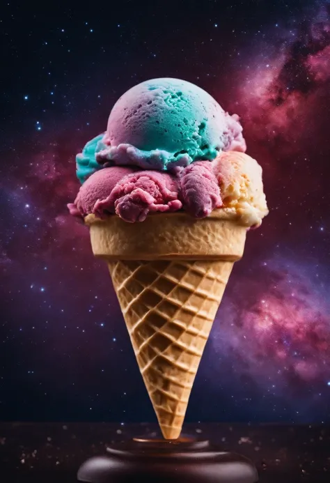 An ice cream with a background of cosmic galaxies --auto --s2