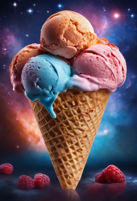 An ice cream with a background of cosmic galaxies --auto --s2