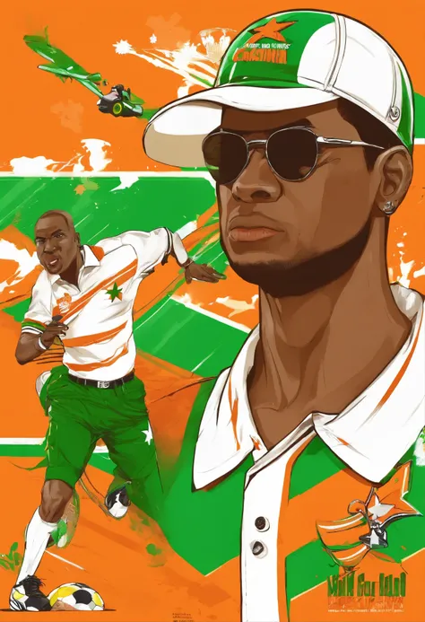 Orange white green polo shirt for supporters of Ivory Coast with two stars on the side of the polo shirt.