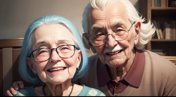 After bullying my grandfather, my grandmother smiled happily，pixar-style