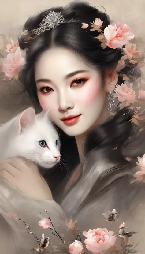 Yun wants to wear clothes and flowers to look good，The spring breeze blows Revlon。if it were not for the jade mountain, Ill see you，Will meet Yaotai moon。A beautiful concubine in ancient China, Yang Yuhuan，Yang，elegant，A shallow shy smile,（Black colored ey...