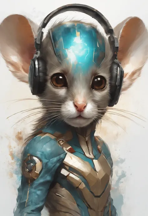 Perfect centering, Cute mouse, Wear a iron man suit, Wearing sunglasses, Wearing headphones, cheerfulness, Standing position, Abstract beauty, Centered, Looking at the camera, Facing the camera, nearing perfection, Dynamic, Highly detailed, smooth, Sharp f...