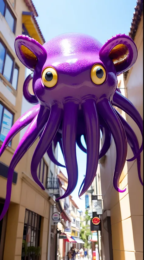 master part, best quality, [(A translucent purple octopus)+(((Vitreous skin)))] ,Luzes das estrelas，na cidade，fotorrealista, high resolution, circunstanciado, foco nítido