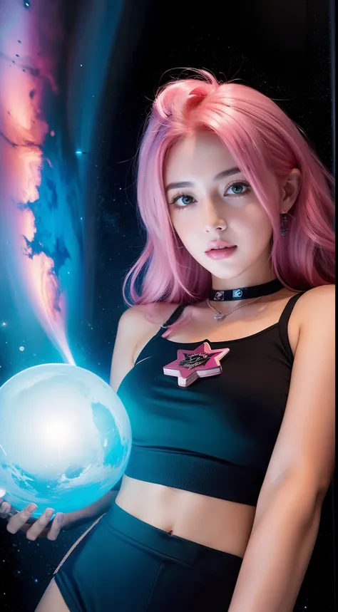 1girll, Star Mage, Pink hair Maria Chiquinha, Space comets,