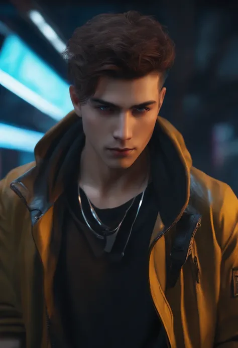 Change background cyberpunk handsomeboy ,realistic face ,8k,ultra realistic