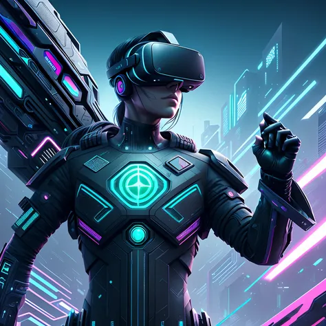 Silicon Valley Virtual Reality 10 Anniversary, cyberpunk art by Android Jones, cyberpunk art by Beeple!!!, synthetic wave, darksynth, Quantum tracer waves, wireframes, trending on artstationh