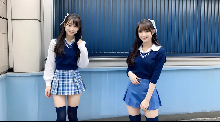 18-year-old high school girl wearing blue miniskirt