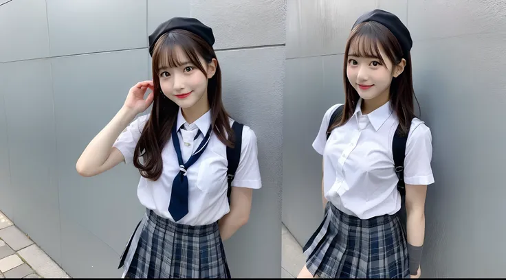 18 year old cute schoolgirl wearing gray miniskirt