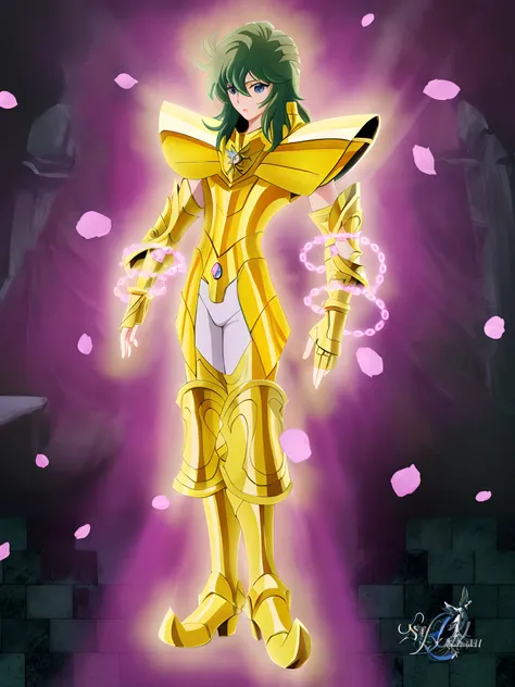 personagem de anime vestido de ouro e branco com uma espada, knights of zodiac girl, portrait knights of zodiac girl, Saint Seiya, Armadura Dourada Angelical, usando armadura dourada, unreal motor render Sao Seiya, Armadura Dourada, usando armadura dourada...