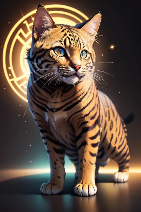 Create a logo icon with the Bengal Cat, fotorrealista ultra-detalhado, Anel luminoso, Estilo HR Giger, 8k, best quality, master part, extremamente detalhado para o logotipo.