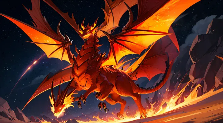 Infernal Solar Dragon
The Infernal Solar Dragon is a creature of fire and light, An embodiment of solar power and infernal elements. Sa peau est dun rouge ardent, Similar to molten lava, emitting intense heat. Its outstretched wings measure up to 35 meters...