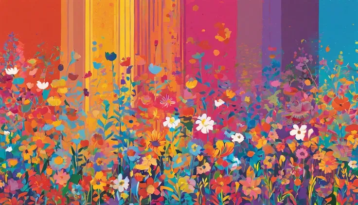 Delicate petals bloom in a tapestry of colors, inviting contemplation. Embrace the elegance of simplicity and capture the essence of assorted flowers in a minimalist masterpiece. Express their grace with precise lines and subtle hues. Short, gentle strokes...