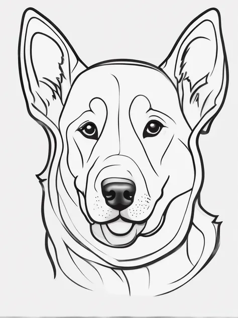 (melhor qualidade, Altas, Realistic:1.37, ultra-detalhado, Pencil sketch)(livro para colorir, ilustrado, preto e branco:0.9, linhas finas, hand-drawn, cute cartoon dog)(fundo branco, simples, Minimalista, limpo)(Outline only, sem cor, sem sombreamento, sem...