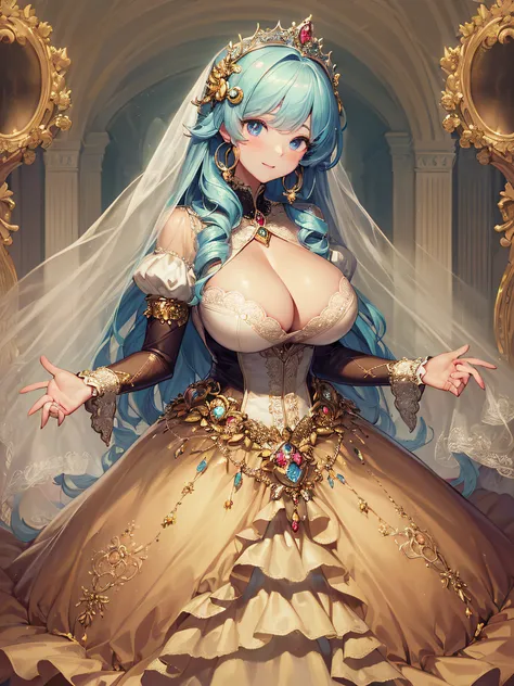 (masterpiece, best quality,extremely detailed:1.1),(moe anime art style:1.3),1 girl,((full body portrait)),standing in garden,((solo)),cute,kawaii,digital art,(((1 princess wearing gorgeous princess rococo ballgown with voluminous full length hoop skirt)))...