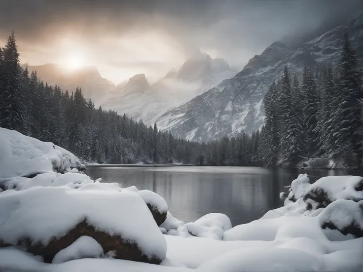 Beautiful snow-capped mountains，snow landscape，Nature views