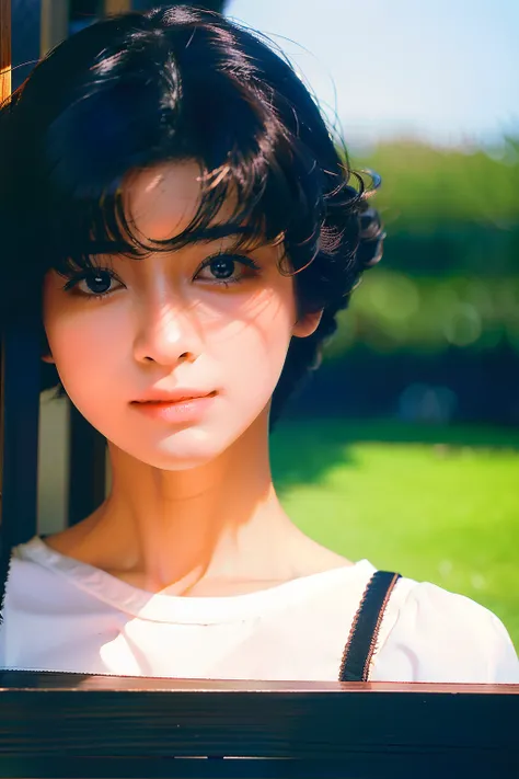 masterpiece, best quality, natural skin, natural tones, balanced contrast, balanced saturation, natural light, photography, photo quality, 8k, clear depiction without blur, 1girl, japanese face, OkitaMako, short hair, black hair, black eyes, closed mouth, ...