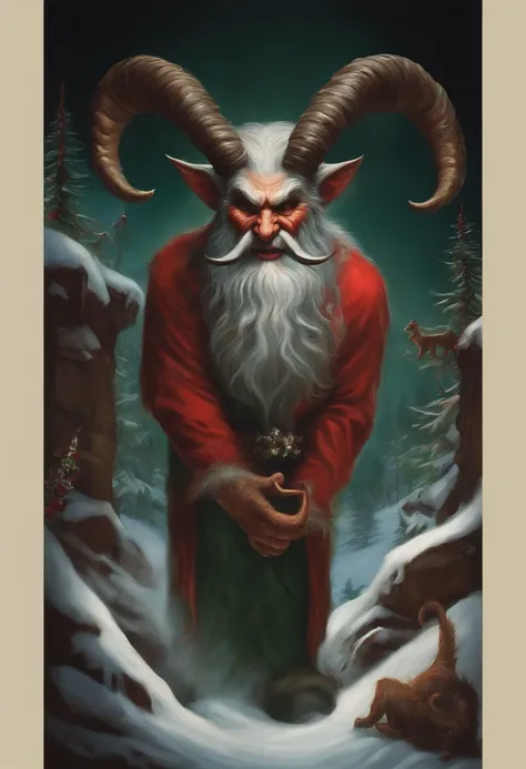 Krampus facing Santa claus