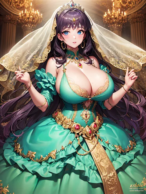 (masterpiece, best quality,extremely detailed:1.1),(moe anime art style:1.3),1 girl,((full body portrait)),standing in palace of versailles,((solo)),cute,kawaii,digital art,(((1 princess wearing gorgeous princess rococo ballgown with voluminous full length...