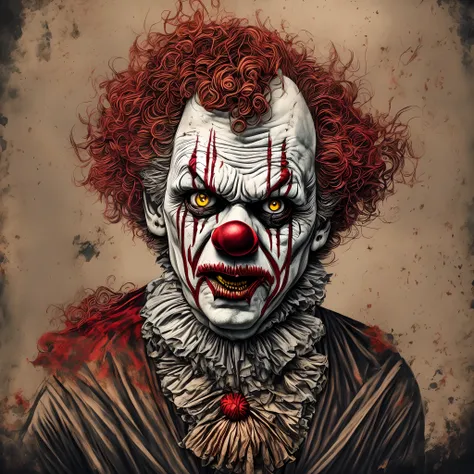 a clown,  in the style of movie cover, horror colors, terror film --auto --s2