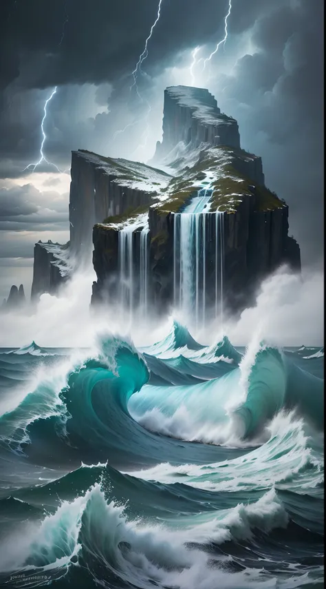 ((best quality), (masterpiece), (detailed), stormy weather:1.2), (impeding explorer John White:1.2), (Realism art style), John White-inspired artwork depicting powerful storms hindering explorer John White from continuing his investigations on the island. ...