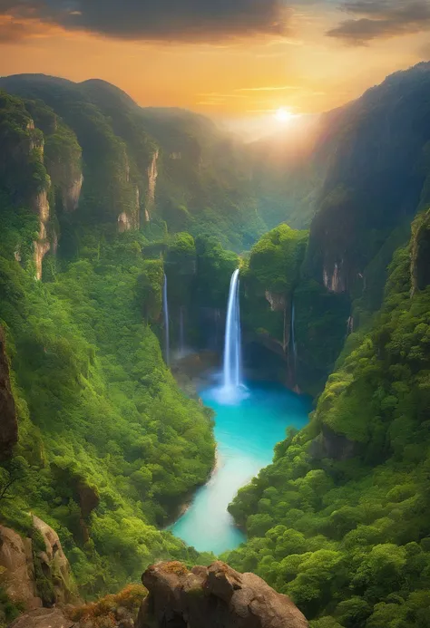 National Geographic style picture, Award winning,(best detailed: 1.5) a picture of a waterfall coming out of a (dragon mouth carved from stone on the cliff: 1.4), there is a huge rocky, steep cliff of a mountain on it there is (huge head of dragon: 1.3) ca...