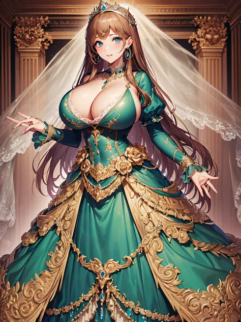 (masterpiece, best quality,extremely detailed:1.1),(moe anime art style:1.3),1 girl,((full body portrait)),standing in palace of versailles,((solo)),cute,kawaii,digital art,(((1 princess wearing gorgeous princess rococo ballgown with voluminous full length...