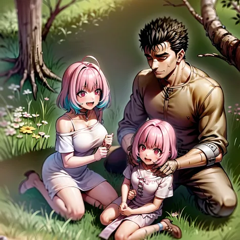 (a happy family in a picnic garden),(riamu as a motherly figure),(riamu and her husband spending quality time),(a couple enjoying the outdoors),(riamus children playing and having fun),(guts as a loving and caring father),(a loving husband and wife),(riamu...