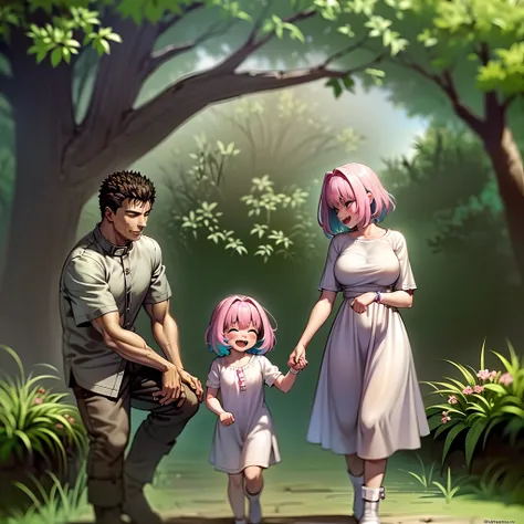 (a happy family in a picnic garden),(riamu as a motherly figure),(riamu and her husband spending quality time),(a couple enjoying the outdoors),(riamus children playing and having fun),(guts as a loving and caring father),(a loving husband and wife),(riamu...