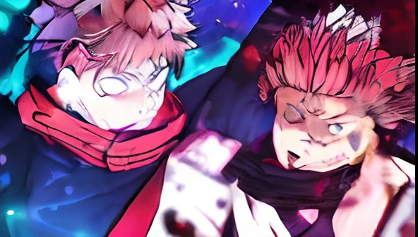 personagens de anime com cabelo vermelho e roupas pretas em um fundo colorido, Epic anime style, Jujutsu Kaisen, estilo de arte anime, Coringa se parece com Naruto, estilo de arte de anime, striking manga artstyle, arte anime de alta qualidade, em estilo a...