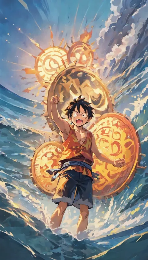 luffy, onepiece, ship background,ultrasharp, looking at the ocean