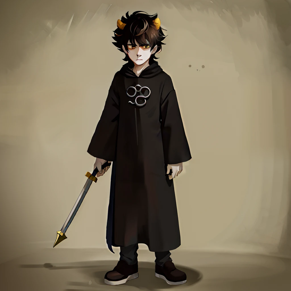 karkat, solo, 1boy, masterpiece, best quality, wizard hat, magus cloths, standing, medieval clothing