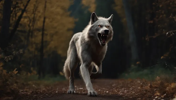 werewolf, 8K, (insanely detailed:1.5), full body photography, , detailed skin, Pale-skinned, Attack on a small village, Werewolf 4K, (Creepy Face)