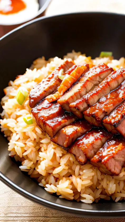 A bowl of char siu rice