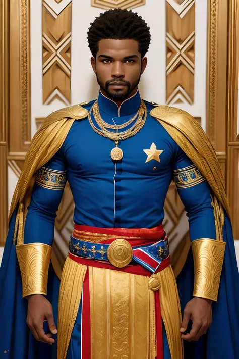 personagem masculino da bandeira de Cabo Verde. The top is deep blue, simbolizando o oceano que cerca as ilhas. The chest and the central part are white, representando a paz e a unidade do povo cabo-verdiano. The sleeves and legs are red, denoting determin...