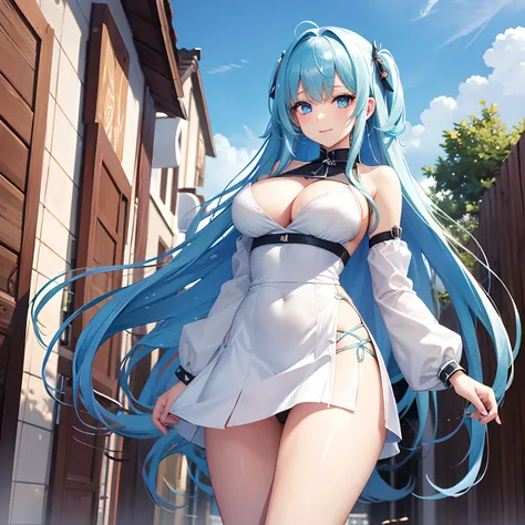 harems，Multiple girls are depicted，，Excellent style，Colossal tits，，blue eyess，girl with，multicolored hair，top-quality，​masterpiece，A smile，Beautiful girls，超A high resolution，girl，Im pulling down my bangs，a beauty girl