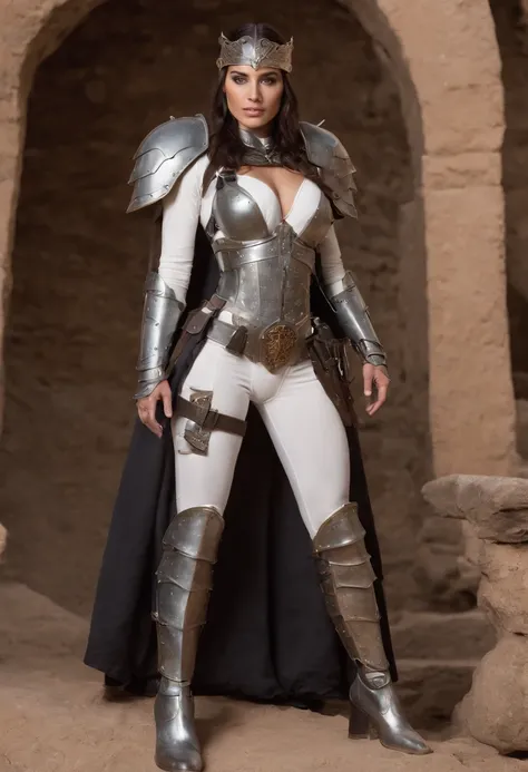 Female Marine Corps officer wearing white protector（Tall　huge tit　thick thight　Cleopatra Kat　Cobalt hair　Brown eyes　Black lips）　A communication device like a tiara is attached to the head　A black metal skeleton covers the torso of a woman wearing a white i...