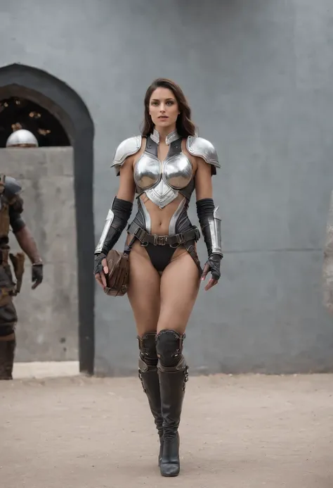 Female Marine Corps officer wearing white protector（Tall　huge tit　thick thight　Cleopatra Kat　Cobalt hair　Brown eyes　Black lips）　A communication device like a tiara is attached to the head　A black metal skeleton covers the torso of a woman wearing a white i...