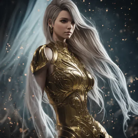 As a Yael Shelbia, realistic photography, photorealistic, realism, contrast, photography, masterpiece, Final fantasys Like, she-ra like, golden and dark, ethereal beauty, ethereal, ultra realistic, 3d, 3d rendering, porcelain, Best quality, human anatomy, ...