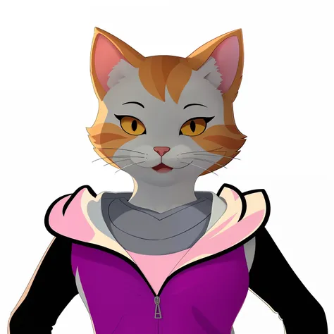 There is a cat with a shirt and a shirt, anthropomorphic female cat, Avatar da parte superior do corpo, Woman / cat hybrid, the cat is orange, human cat hybrid, menina gato atraente, sem linha, gatinha, um gato antro, Avatar do jogo 2D do corpo superior, a...