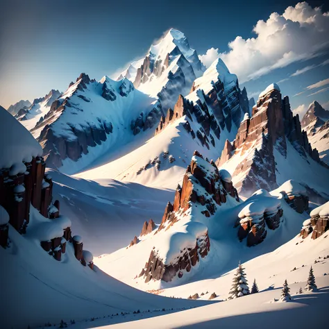 (a masterpiece:1.2),oppressive, breathtaking, snow-capped mountains before the impending blizzard,landscape, fine-art, detailed snow-covered peaks, dramatic lighting, high contrast, vivid colors, majestic winter scenery, realistic snow texture