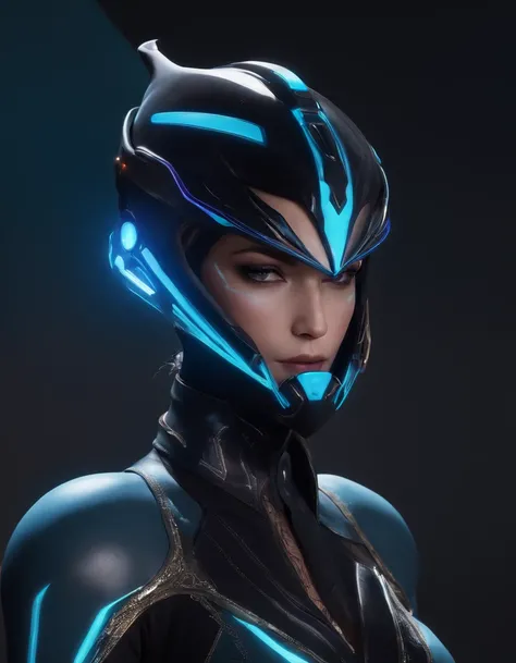 warframe character, full helmet black glassware, neon light, Constellation Map