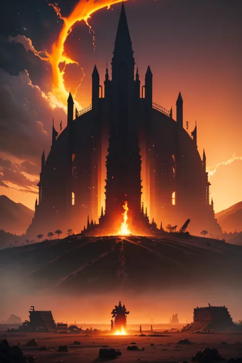 24k,Ultra - Detalhado， paisagem infernal, O fundo do inferno, A batalha final no inferno, apocalyptic landscape!!!!!, Mustafar, Infernal ruins, ! apocalyptic landscape!!, Soberbo D & D A Arte do Sol Escuro, Portal para o inferno, Portal para o inferno, art...