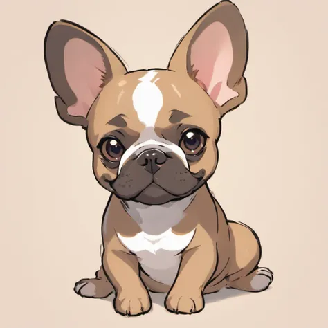 A French Bulldog, often referred to as a "Frenchie," is a small, compact breed known for its distinctive appearance. These dogs have a muscular yet compact body with a sturdy build. Their most prominent features include a short, smooth coat, a pushed-in no...