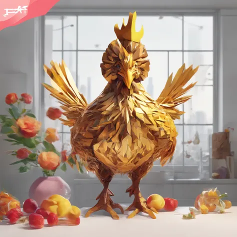 body builder、Only the head is a chicken human、colourfull、Perfect alignment, body builder、Chickens only the head，Crystal Vase，Rose flower, Wearing sunglasses, cheerfulness, Standing position, Abstract beauty, Centered, Looking at the camera, Facing the came...