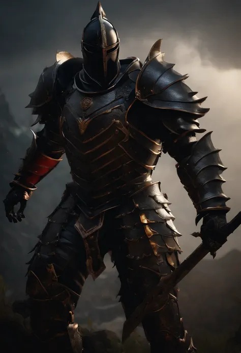 The black knight, strong male, full body, spiked armor, dark horror, cinematic, fine details, 8k, (dark shot:0.7), Subsurface scattering, (ambient lighting:1.3), (ArtStation:1.3)