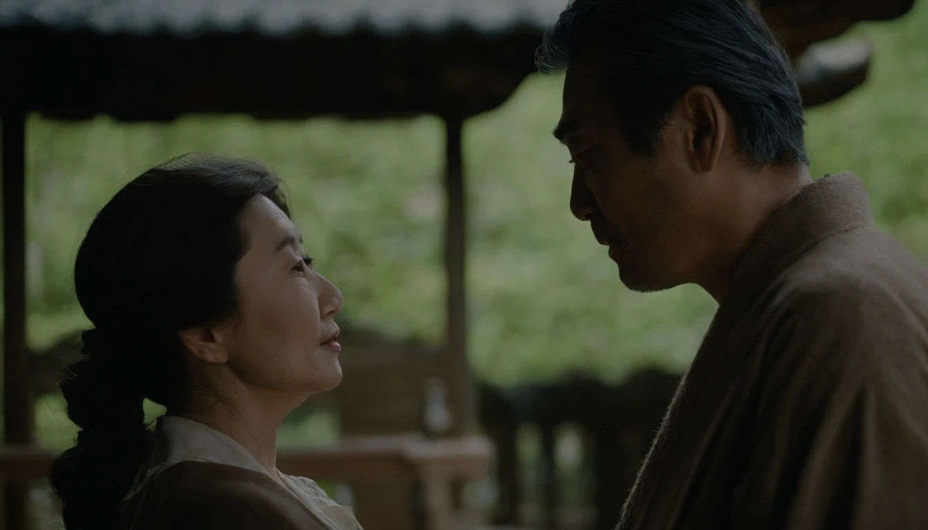 Japan Man and Woman　２a person　Delicate hair　Delicate wrinkles　canny　scary atmosphere　realistic　top-quality　delicate　Live Action　realisitic　a picture